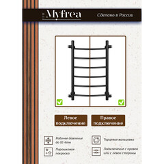 Полотенцесушитель водяной MyFrea MyLondon 700х400 мм лесенка с боковым подключением 600 мм черный - фото 3