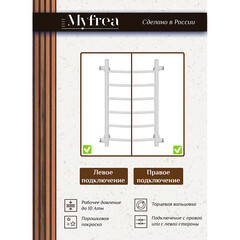 Полотенцесушитель водяной MyFrea MyLondon 700х400 мм лесенка с боковым подключением 600 мм белый - фото 2