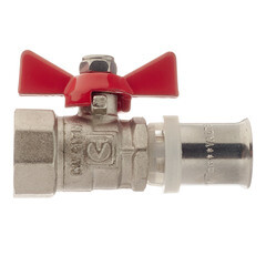 Кран шаровой латунный Valtec 16(пресс) x 1/2 ВР(г) для металлопластиковых труб бабочка прямой (VT.242.N.1604) - фото 4