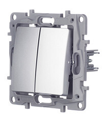 Переключатель Legrand Etika двухклавишный встраиваемый алюминий (672412) - фото 2