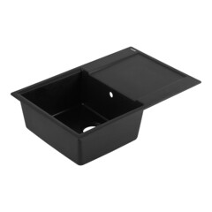 Мойка для кухни Omoikiri Daisen 78-BL 78х51х19 см врезная с крылом с сифоном искусственный камень черная - фото 1