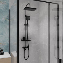 Душевая система Corsa Deco CX с верхним душем с лейкой с изливом черная (SSFCX330QB) - фото 10