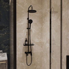 Душевая система Corsa Deco CX с верхним душем с лейкой с изливом черная (SSFCX230SB) - фото 10