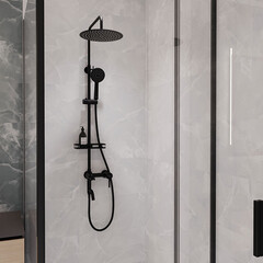 Душевая система Corsa Deco NX с верхним душем с лейкой с изливом черная (SSFNX300SB) - фото 11