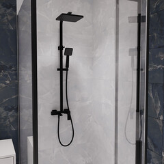 Душевая система Corsa Deco TX с верхним душем с лейкой с изливом черная (SSFTX250QB) - фото 10