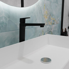 Смеситель для раковины высокий Corsa Deco CX однорычажный черный (FBCXLB) - фото 8