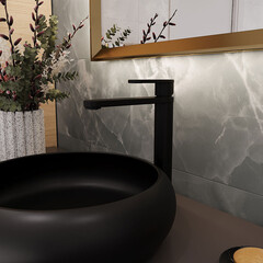 Смеситель для раковины высокий Corsa Deco FX однорычажный черный (FBFXLB) - фото 8