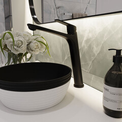 Смеситель для раковины высокий Corsa Deco KX однорычажный черный (FBKXLB) - фото 9