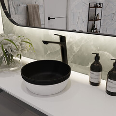 Раковина Corsa Deco Groove 36 см накладная белая/черная матовая (ABGR36WB) - фото 3