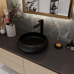 Раковина Corsa Deco Vogue 40 см накладная черная (ABVG40B) - фото 3