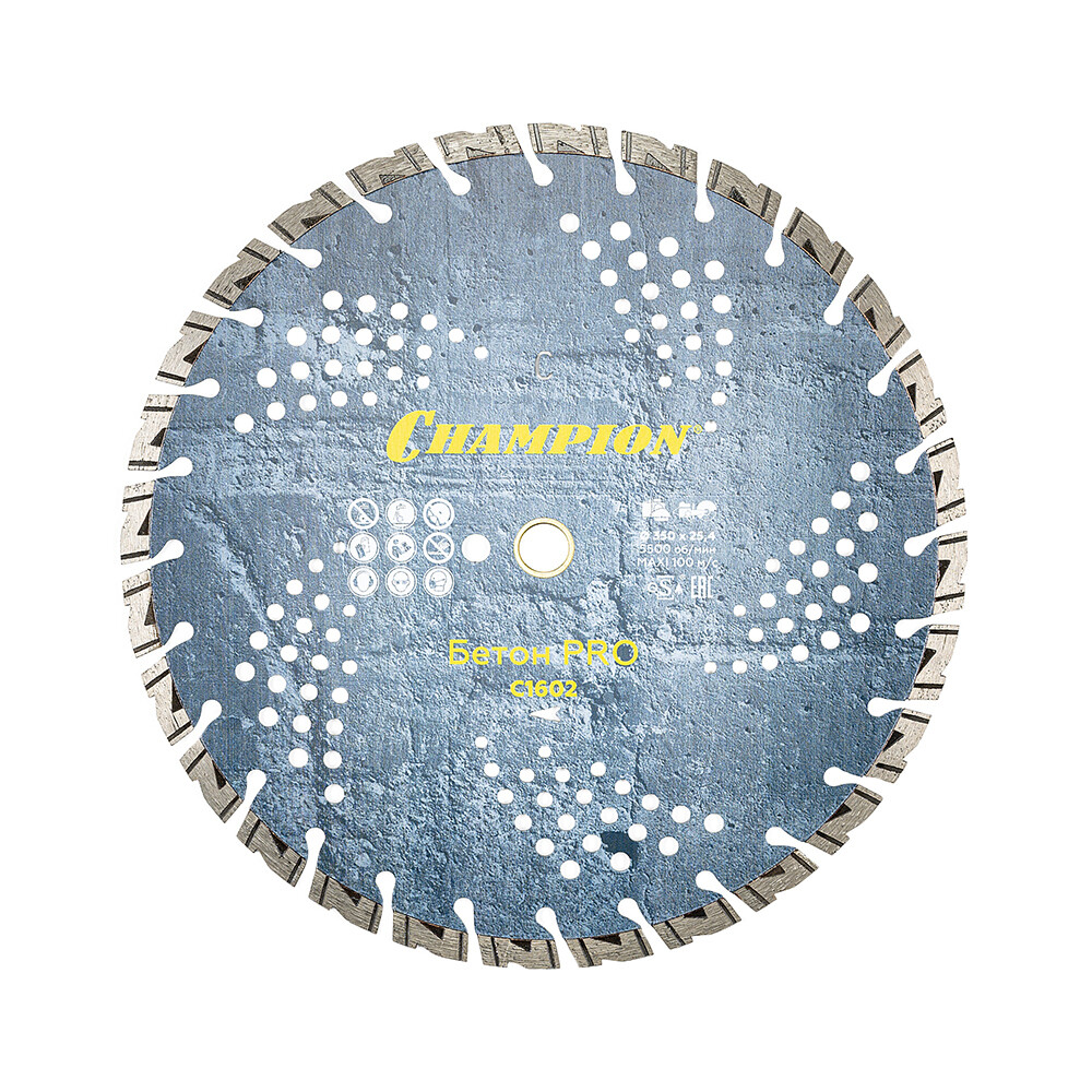 

Диск алмазный по бетону Champion Heavyсut Pro 350x25,4x10 мм сегментный сухой рез (C1602)