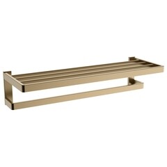 Полка для полотенец Abber Westen 600х210 мм с дополнительной штангой на шуруп нержавеющая сталь золото матовое (AA1758G) - фото 1