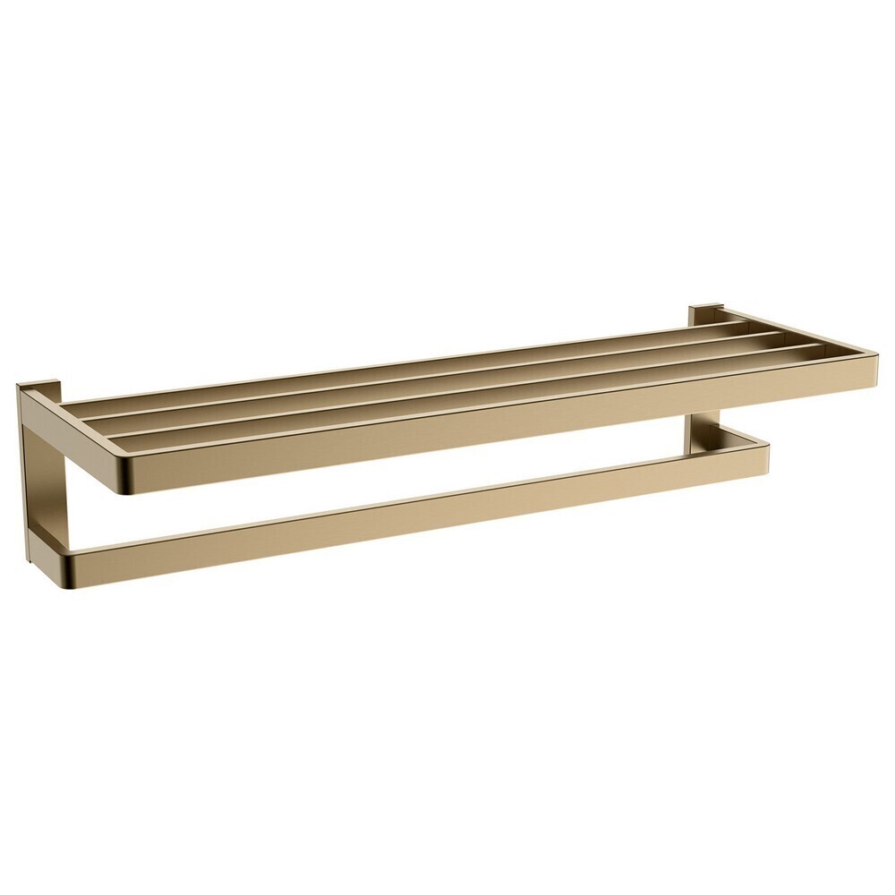 Изображение товара Полка для полотенец Abber Westen 600х210 мм с штангой нержавеющая сталь золото матовое