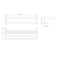 Полка для полотенец Abber Westen 600х210 мм с дополнительной штангой на шуруп нержавеющая сталь хром (AA1758) - фото 2