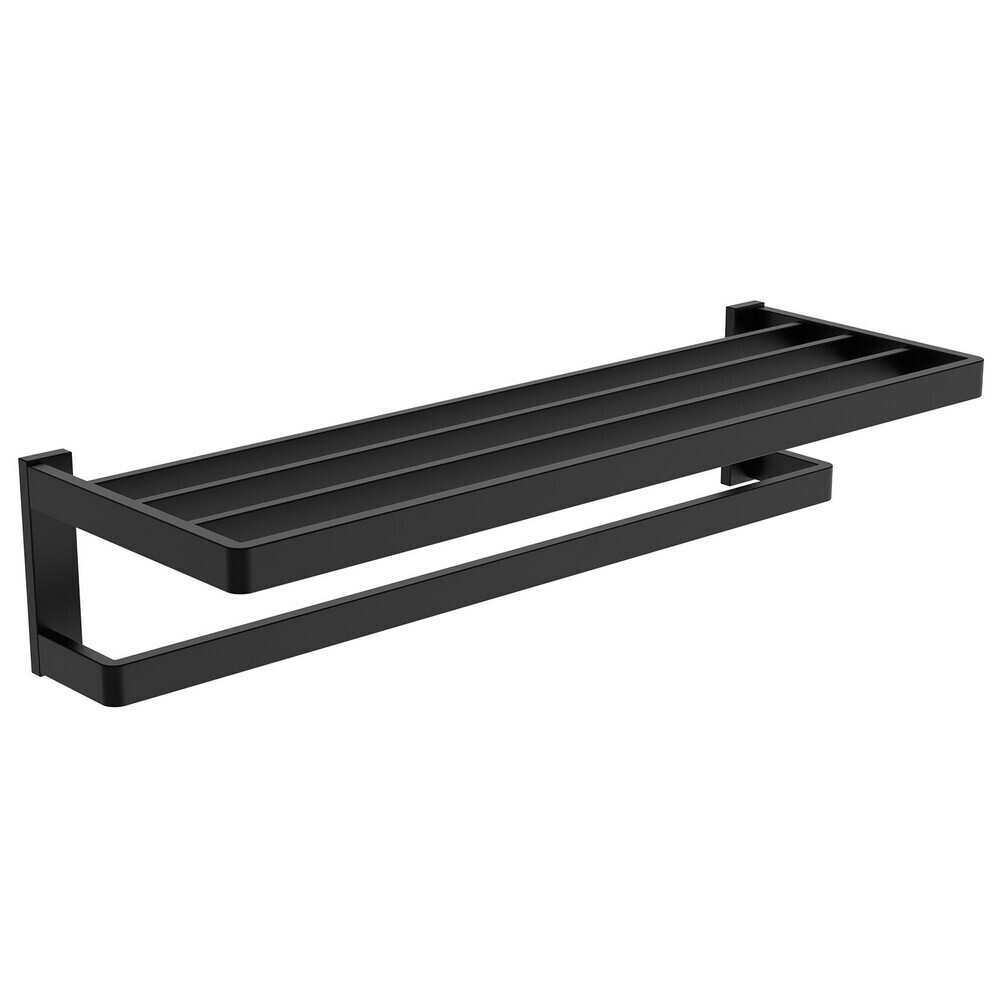 

Полка для полотенец Abber Westen 600х210 мм с дополнительной штангой на шуруп нержавеющая сталь черная матовая (AA1758B), Черный