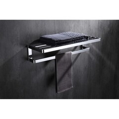 Полка для полотенец Abber Westen 600х210 мм с дополнительной штангой на шуруп нержавеющая сталь хром (AA1758) - фото 3