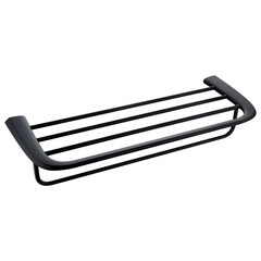 Полка для полотенец Abber Nord 600х225 мм с дополнительной штангой на шуруп нержавеющая сталь черная матовая (AA1554B) - фото 1