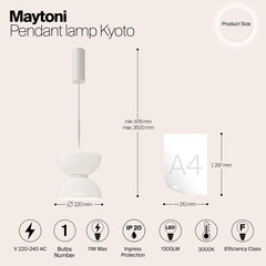 Светильник светодиодный подвесной Maytoni Kyoto 3000К 11 Вт 5,5 кв.м белый IP20 (MOD178PL-L11W3K) - фото 2