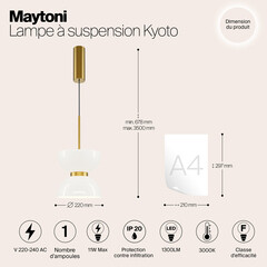 Светильник светодиодный подвесной Maytoni Kyoto 3000К 11 Вт 5,5 кв.м золото IP20 (MOD178PL-L11G3K) - фото 2