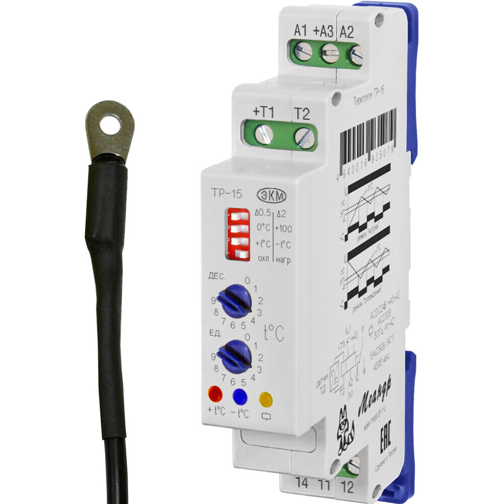 Изображение товара Реле температуры Меандр ТР-15 ACDC24В/АС230В 16A для автоматизации