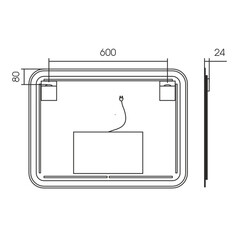 Зеркало с подсветкой прямоугольное 60х100 см бесконтактный сенсор Raval Toco Black (TOC-B60100_BK_U) - фото 3