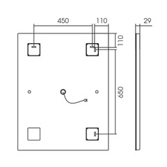 Зеркало с подсветкой прямоугольное 70х90 см бесконтактный сенсор Raval Frame (FRA-7090_BK_BS) - фото 3