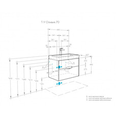 Тумба под раковину Aquaton Оливия 70 см подвесная бежевая/дуб веллингтон (1A254301OLVG0) - фото 2