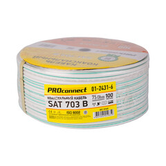 Кабель коаксиальный телевизионный SAT 703 1х6,8 мм экранированный CU PVC Proconnect белый - фото 2
