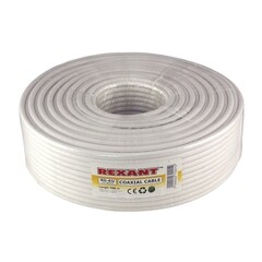 Кабель коаксиальный телевизионный RG 6 1х6,8 мм экранированный CU PVC Rexant белый - фото 2