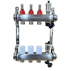 Изображение товара Коллекторная группа с расходомерами Sanext 1 ВР(г) х 3 выхода 3/4 НР(ш) ЕК х 1 ВР(г)