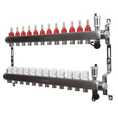 Коллекторная группа с расходомерами Sanext 1 ВР(г) х 12 выходов 3/4 НР(ш) ЕК х 1 ВР(г) - фото 2