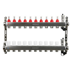 Коллекторная группа с расходомерами Sanext 1 ВР(г) х 10 выходов 3/4 НР(ш) ЕК х 1 ВР(г) - фото 3