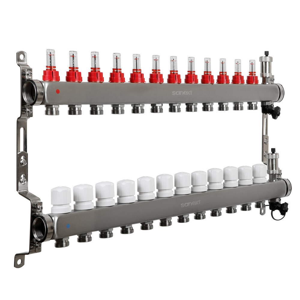 

Коллекторная группа с расходомерами Sanext 1 ВР(г) х 12 выходов 3/4 НР(ш) ЕК х 1 ВР(г)