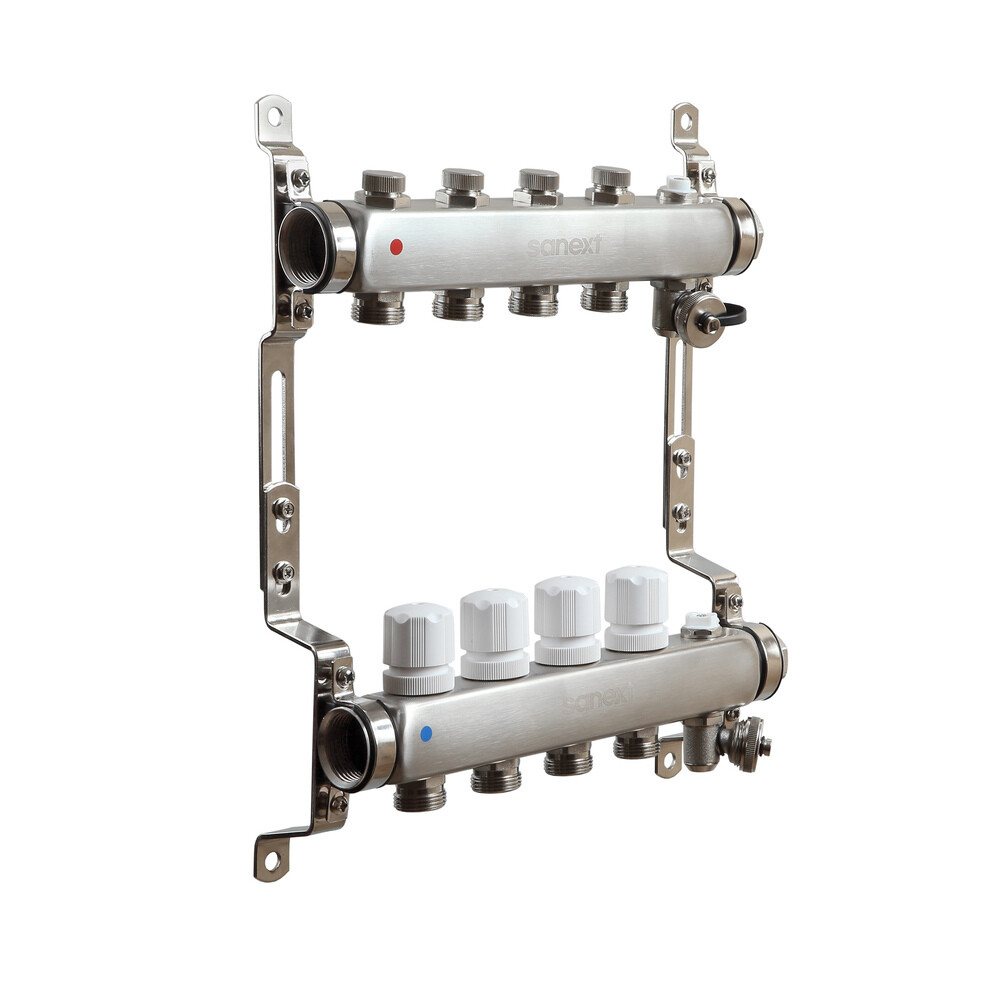Изображение товара Коллекторная группа Sanext 1 ВР(г) х 4 выхода 3/4 НР(ш) ЕК х 1 ВР(г)