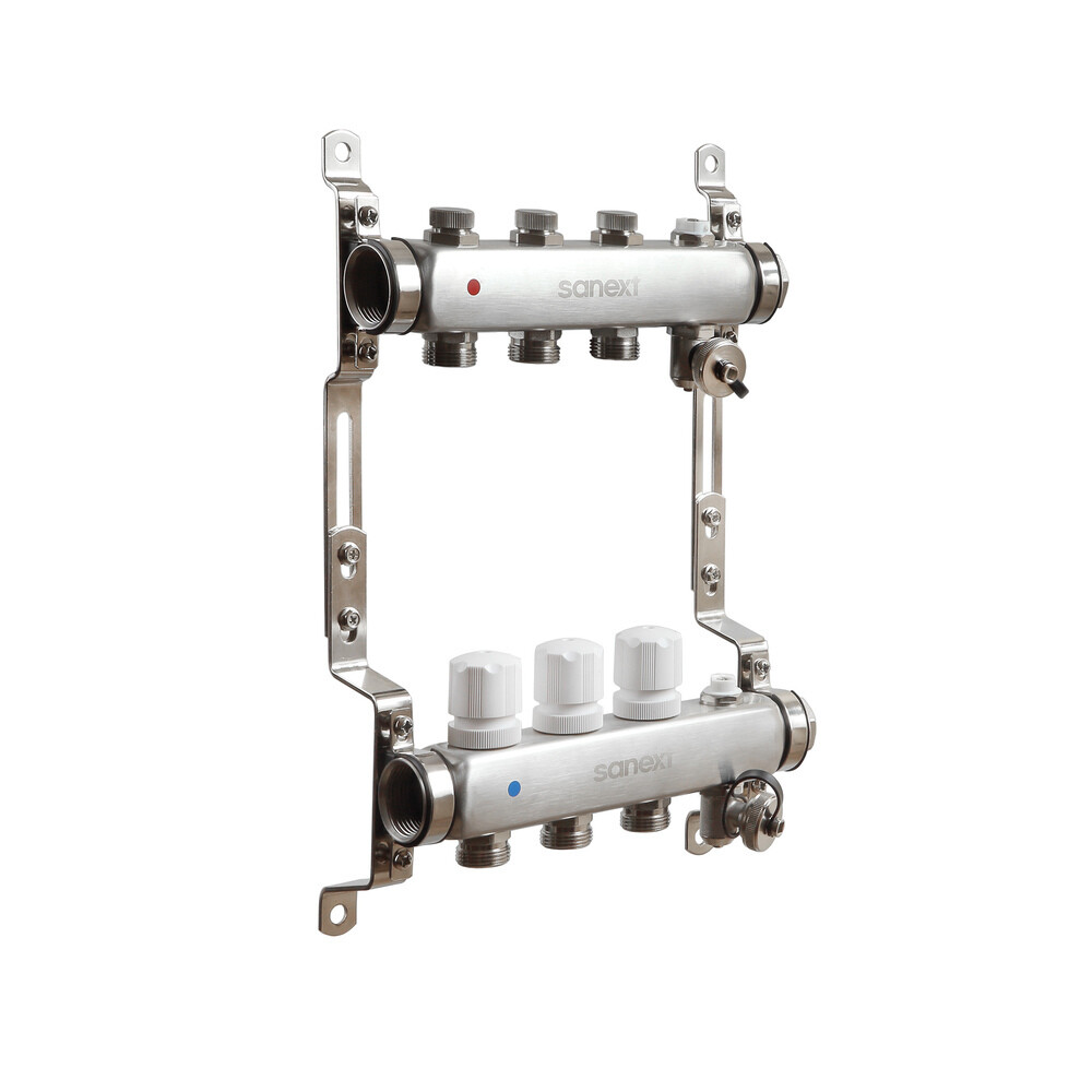 Изображение товара Коллекторная группа Sanext 1 ВР(г) х 3 выхода 3/4 НР(ш) ЕК х 1 ВР(г)