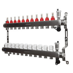 Коллекторная группа с расходомерами Sanext 1 ВР(г) х 11 выходов 3/4 НР(ш) ЕК х 1 ВР(г) - фото 2