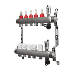 Коллекторная группа с расходомерами Sanext 1 ВР(г) х 5 выходов 3/4 НР(ш) ЕК х 1 ВР(г) - фото 4