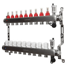 Коллекторная группа с расходомерами Sanext 1 ВР(г) х 9 выходов 3/4 НР(ш) ЕК х 1 ВР(г) - фото 3