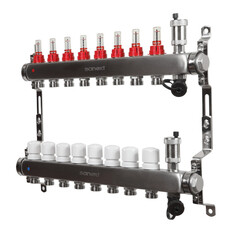 Коллекторная группа с расходомерами Sanext 1 ВР(г) х 8 выходов 3/4 НР(ш) ЕК х 1 ВР(г) - фото 2