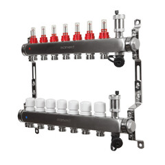 Коллекторная группа с расходомерами Sanext 1 ВР(г) х 7 выходов 3/4 НР(ш) ЕК х 1 ВР(г) - фото 3