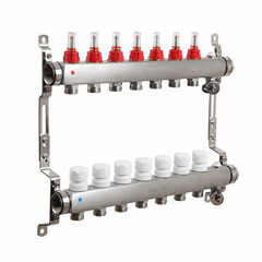 Коллекторная группа с расходомерами Sanext 1 ВР(г) х 7 выходов 3/4 НР(ш) ЕК х 1 ВР(г) - фото 2