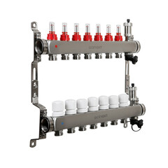 Коллекторная группа с расходомерами Sanext 1 ВР(г) х 7 выходов 3/4 НР(ш) ЕК х 1 ВР(г) - фото 1