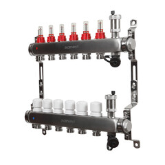 Коллекторная группа с расходомерами Sanext 1 ВР(г) х 6 выходов 3/4 НР(ш) ЕК х 1 ВР(г) - фото 2