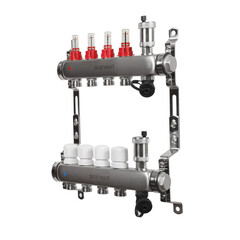Коллекторная группа с расходомерами Sanext 1 ВР(г) х 4 выхода 3/4 НР(ш) ЕК х 1 ВР(г) - фото 2