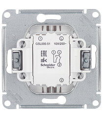Выключатель Systeme Electric Glossa двухклавишный встраиваемый алюминий (GSL000351) - фото 3