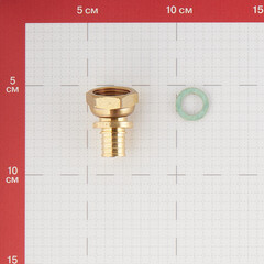 Соединитель прямой Stout 16 мм х 1/2 ВР(г) с накидной гайкой латунный (SFA-0019-001612) - фото 2