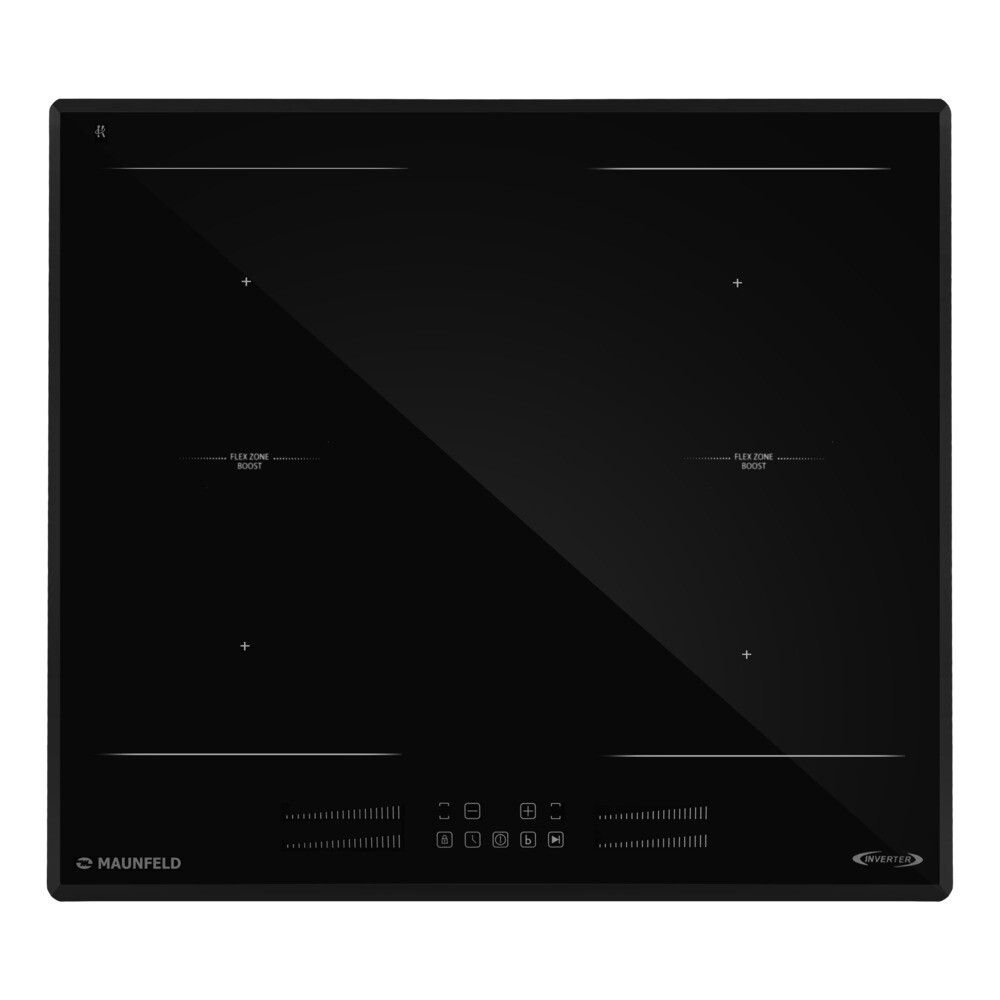

Варочная панель индукционная Maunfeld AVI6044SSFBK 4 конфорки черная, Черный