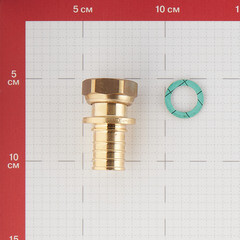 Соединитель прямой Stout 25 мм х 3/4 ВР(г) с накидной гайкой латунный (SFA-0019-002534) - фото 2