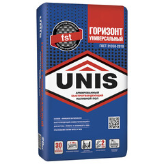 Ровнитель (наливной пол) универсальный Unis Горизонт самовыравнивающийся быстротвердеющий армированный 20 кг - фото 1