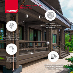 Антисептик Neomid 445 декоративный для дерева биозащитный концентрат 1:9 5 кг дымчатый шелк - фото 3